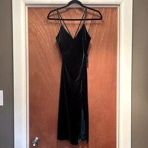 NWT Express Dark Green Velour Midi Dress, Size S